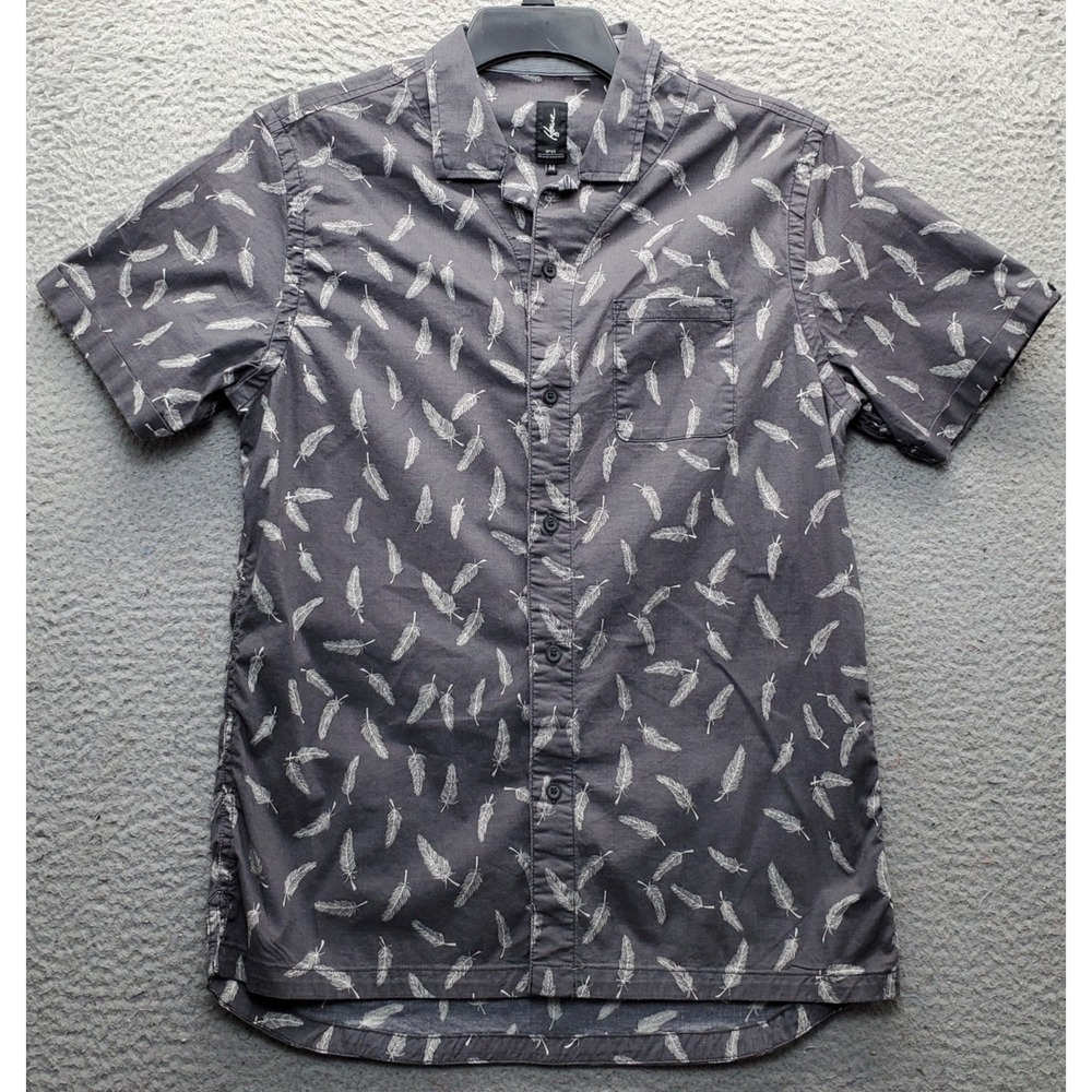 Howe 65 Creative Workforce Shirt Mens M Multi Feather Print Button Up AOP EUC